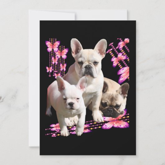 Drei Französische Bulldoggen Danke French Bulldog Save The Date (Vorderseite)