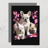 Drei Französische Bulldoggen Danke French Bulldog Save The Date (Vorne/Hinten)
