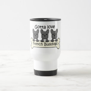 Drei französische Bulldoggen Reisebecher