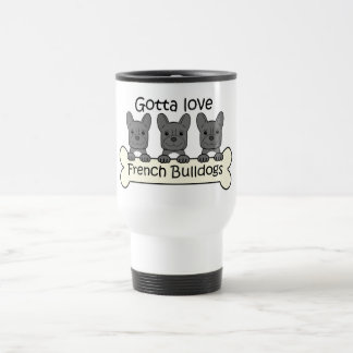 Drei französische Bulldoggen Reisebecher
