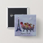 Drei französische Henne-Buttone Button (Vorne & Hinten)