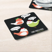 DREI FRANZÖSISCHE HENNE-LUSTIGER RECHTECKIGER PAPPUNTERSETZER (angewinkelt)