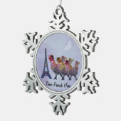 Drei französische Henne-Schneeflocke-Verzierung Schneeflocken Zinn-Ornament (Rechts)