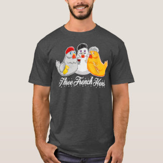Drei französische Hennen 12 Tage Weihnachtsliegefe T-Shirt