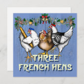 Drei französische Hennen Feiertagskarte (Vorne/Hinten)