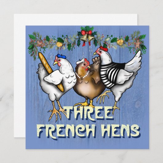 Drei französische Hennen Feiertagskarte (Vorne/Hinten)