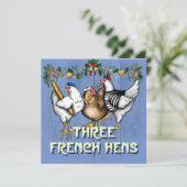 Drei französische Hennen Feiertagskarte (Stehend Vorderseite)