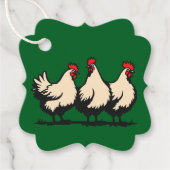 Drei französische Hennen im Stilstil 4 Geschenkanhänger (Vorderseite)