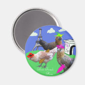 Drei französische Hennen Magnet (Vorderseite/Rückseite)