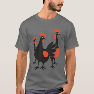 Drei französische Hennen Retro-Halbierung Mitte de T-Shirt