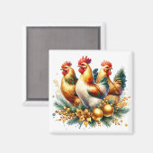Drei französische Hennen | Zwölf Tage Weihnachten Magnet (Vorderseite/Rückseite)