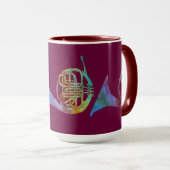 Drei französische Hörner auf Burgunder Tasse (VorderseiteRechts)