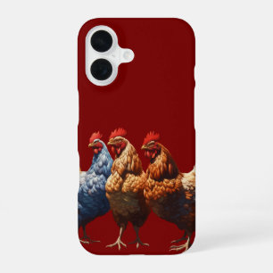 Drei-Französische-Hühner Braun-Befiedert iPhone 16 Hülle