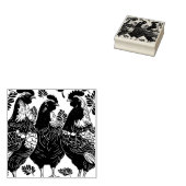 Drei französische Hühner im Stilausschnitt Gummistempel (Stempel)