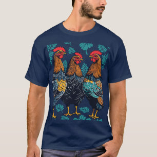 Drei französische Hühner im Stilausschnitt T-Shirt