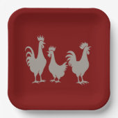Drei französische Hühner im Stilstil 5 Pappteller (Vorderseite)