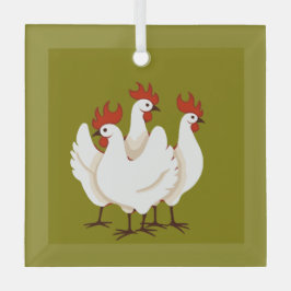 Drei französische Hühner Retro-Ausschneiden Mitte  Ornament Aus Glas
