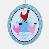 Drei französische Hühner - Zolljahr Keramik Ornament (Links)