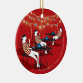 Drei französische Katzen.. zweiseitig Keramik Ornament (Rechts)