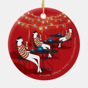 Drei französische Katzen.. zweiseitig Keramik Ornament