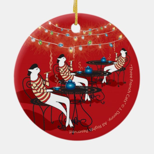 Drei französische Katzen.. zweiseitig Keramik Ornament (Hinten)