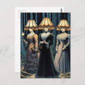 Drei Frauen im Wald mit Lampshade Hats Postkarte (Vorne/Hinten)