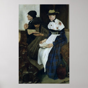 Drei Frauen in Kirche, 1882 Poster