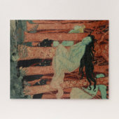 Drei Frauen mit schwarzen Wölfen Grasset Kunst Puzzle (Horizontal)