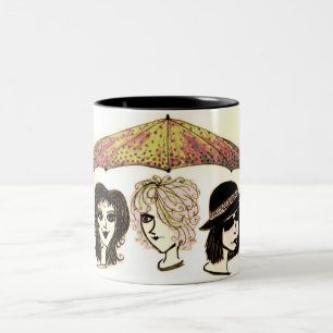 Drei Frauen unter dem Regenschirm Kunst-Mug Zweifarbige Tasse