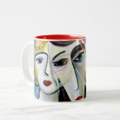 drei Frauen Zweifarbige Tasse (Vorderseite Links)