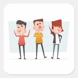 Drei Freunde Gruppen Cartoon Team Aufkleber