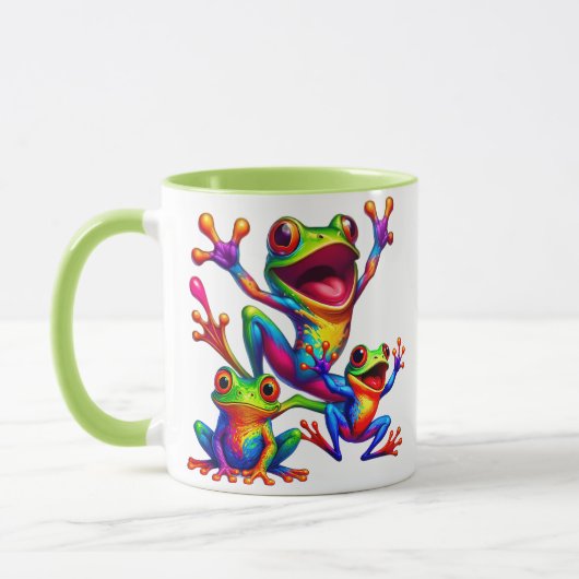 Drei fröhliche Frösche mit leuchtenden Farben Tasse (Links)