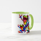Drei fröhliche Frösche mit leuchtenden Farben Tasse (VorderseiteRechts)