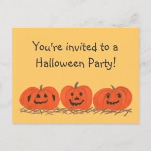 Drei fröhliche Kürbis Halloween-Party-Postkarten Einladungspostkarte