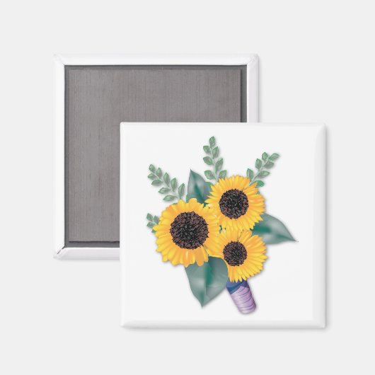 Drei fröhliche Sonnenblumen Magnet (Vorderseite/Rückseite)