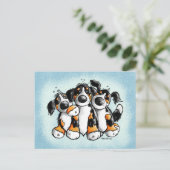 Drei Funny Bernese Hunde Postkarte (Stehend Vorderseite)