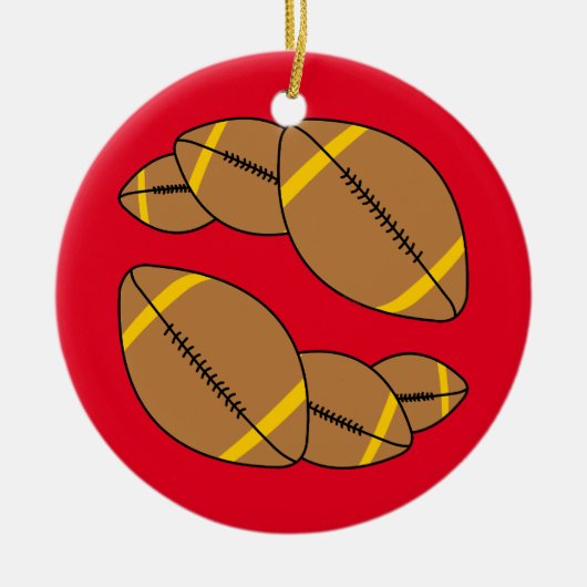 Drei Fußbälle Keramik Ornament (Vorne)