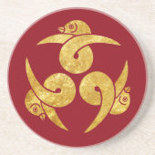 Drei Gans-Japaner Kamon im Imitatgoldrot Getränkeuntersetzer (Vorne)