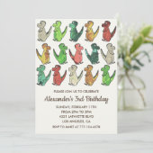 Drei Geburtstagsfeierlichkeiten für Kinder Einladung (Stehend Vorderseite)