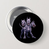 Drei gehackte Hunde Cerberus Button (Vorne & Hinten)