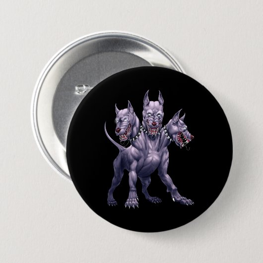 Drei gehackte Hunde Cerberus Button (Vorne & Hinten)