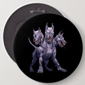 Drei gehackte Hunde Cerberus Button (Vorne & Hinten)