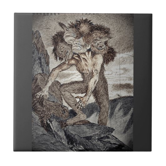 Drei geheuerte Monster Fliese (Vorderseite)