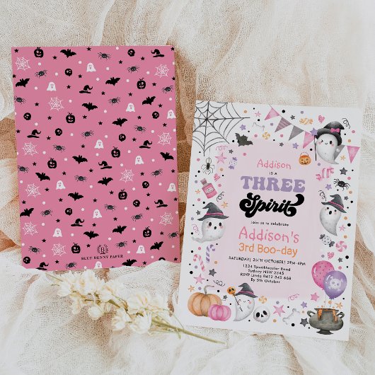 Drei Geist | Girl Halloween Ghost 3. Geburtstag Einladung