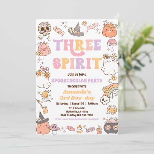 Drei-Geist-Halloween-Geist-Einladung Einladung (Stehend Vorderseite)