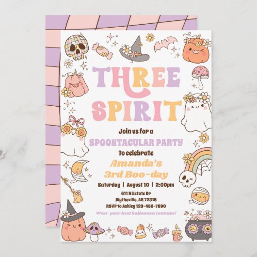 Drei-Geist-Halloween-Geist-Einladung Einladung (Vorne/Hinten)