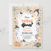 Drei Geist | Niedliches Halloween Ghost 3. Geburts Einladung (Vorderseite)