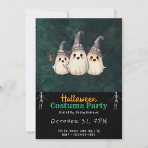 Drei Geisterhexen: Schwarzes Halloween Einladung