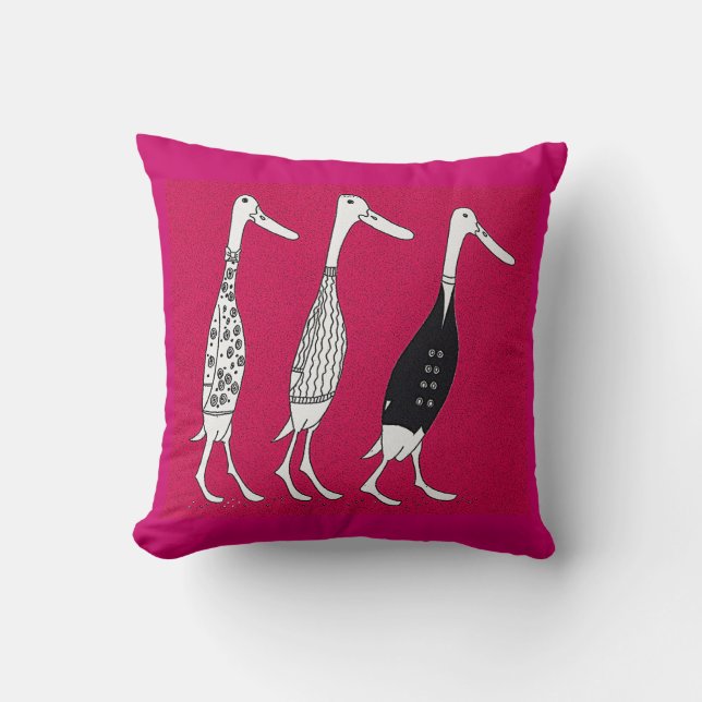 Drei gekleidete Enten-Cartoon Kissen (Vorderseite)