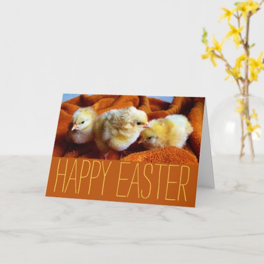 Drei gelbe Hähnchen, Gelb & Orange Ostern Karte (Gelbe Blume)